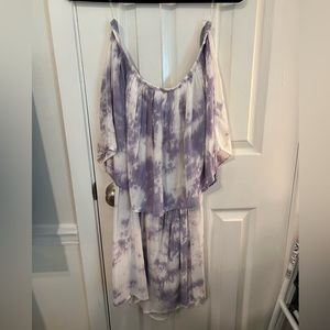 Layered tie dye purple strapless romper